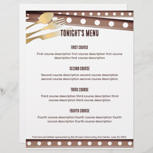 フォーク付きトマトスプーンナイフレシピインサート (正面/裏面)