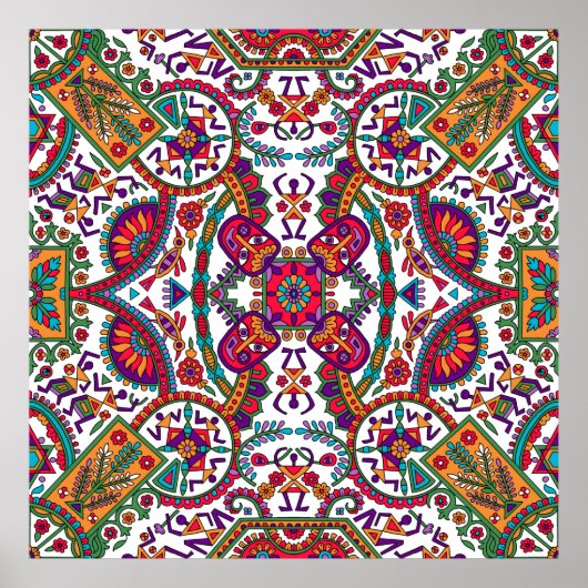 フォーク伝統的アートアロバーデザインアート，エスニック， ba ポスター (正面)