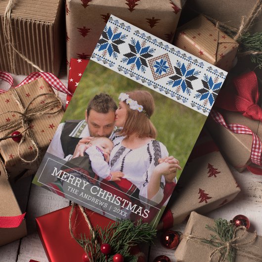 フォーク伝統的アートノルディッククリスマスフォト シーズンカード