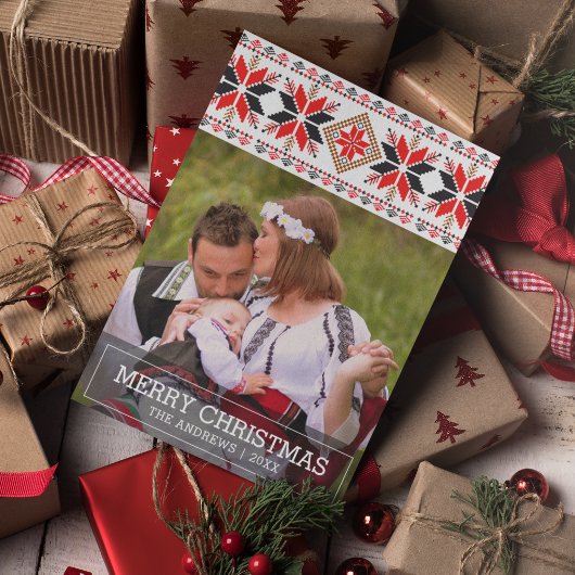 フォーク伝統的アートノルディッククリスマスフォト シーズンカード