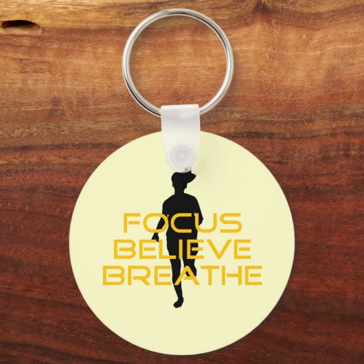 フォーク信じスリーイエロランニングーフィットネス キーホルダー (正面)