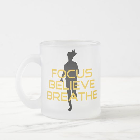 フォーク信じスリーイエロランニングーフィットネス フロストグラスマグカップ (左)