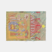 フォーク出生シーン"Feliz Navidad" フリースブランケット (正面(横))