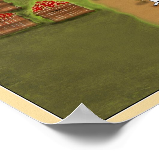 フォーク初期のアートオールドカントリーストアファーム動物 ポスター (角)