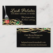 フォーク刺しトマトスパゲッティケータリングb、緑豊かなパ… 名刺 (正面/裏面)