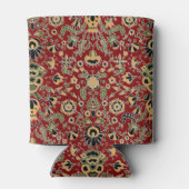 フォーク刺繍黄色、緑、黒オン深い赤 缶クーラー (裏面)