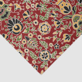 フォーク刺繍黄色、緑、黒オン深い赤 薄葉紙 (詳細)