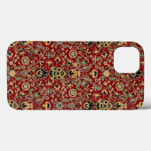 フォーク刺繍黄色、緑、黒オン深い赤 Case-Mate iPhoneケース (裏面 (横))