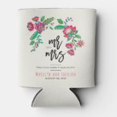 フォーク数々のアートカラーフローラ結婚ズ 缶クーラー (正面)