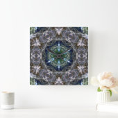 フォーク曼荼羅 スクエア壁時計 (ホーム)