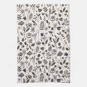 フォーク植物学プリント キッチンタオル (縦)