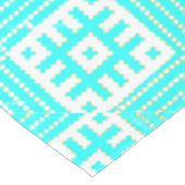 フォーク様式化プリントターコイズホワイト テーブルクロス (アングル)