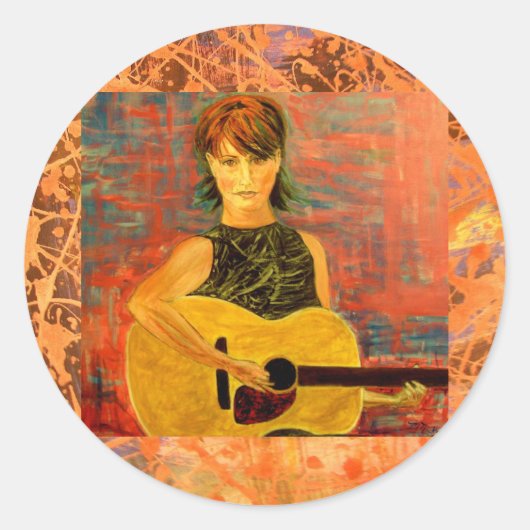 フォーク歌手のアコースティックドリップ ラウンドシール (正面)