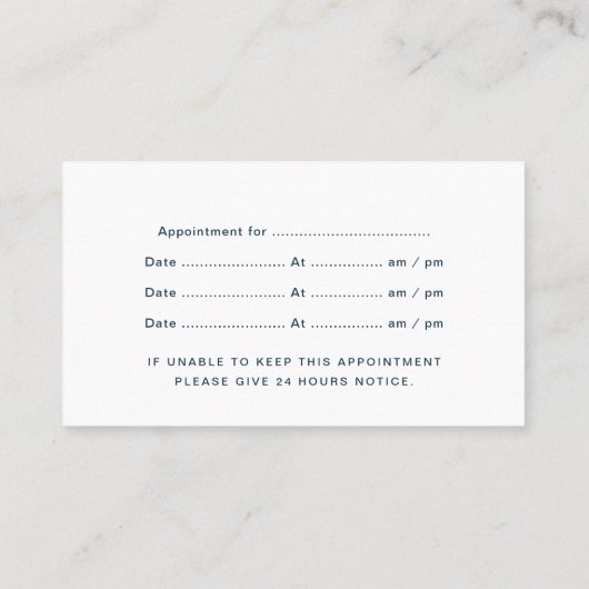 フォーク歯医者のロゴモダンアポイントメント 名刺 (裏面)