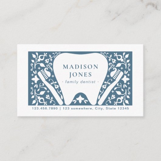 フォーク歯医者のロゴモダンアポイントメント 名刺 (正面)