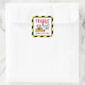 フォーク気にリフトおもしろいアニメ付き壊れやすいハンドル スクエアシール (バッグ)