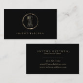 フォーク用スプーンナイフロゴキッチンベーカリー、ケータリング 名刺 (正面/裏面)