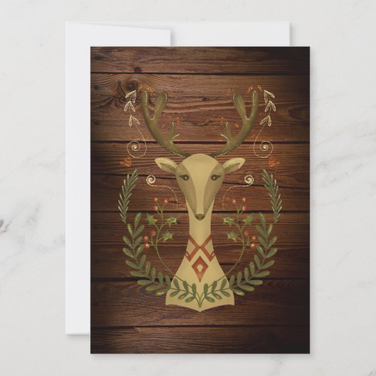 フォーク素朴アートクリスマストインデア招待状 招待状 (裏面)