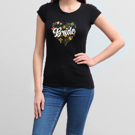 フォーク素朴ワイルドフラワーハート花嫁 Tシャツ