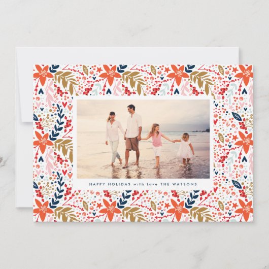 フォーク編集可能クリスマスフローラ植物写真 シーズンカード (正面)