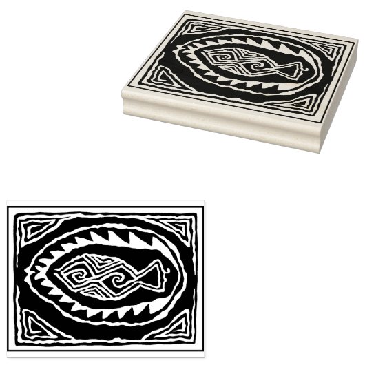 フォーク美術魚デザイン粘土用ゴム印 ラバースタンプ (押印)