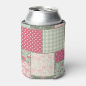 フォーク花パッチワーク、パステルキルト。 缶クーラー (缶正面)