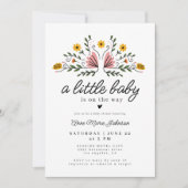 フォーク花ベビーオンザウェイボホベイビーシャワー 招待状 (正面)