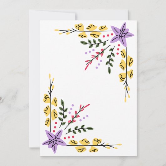 フォーク花ベビーオンザウェイボホベイビーシャワー 招待状 (裏面)