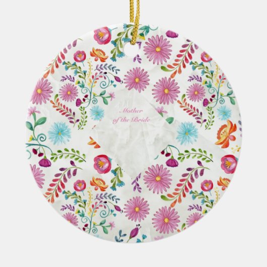 フォーク花嫁の母ギフト – カスタマイズ可能 セラミックオーナメント (正面)