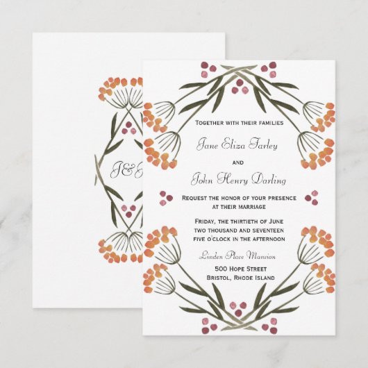 フォーク花招待状 招待状 (正面/裏面)