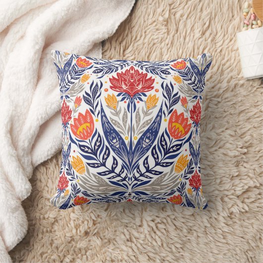 フォーク花柄 クッション (ブランケット)