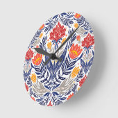 フォーク花柄 ラウンド壁時計 (傾斜)