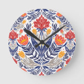フォーク花柄 ラウンド壁時計 (正面)