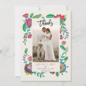 フォーク花結婚さん サンキューカード (正面)