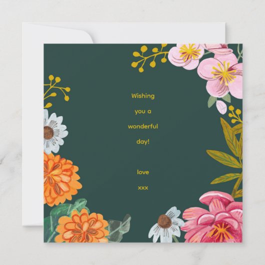 フォーク花誕生日グリーティングカード (裏面)