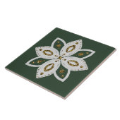 フォーク花1緑と白 タイル (側面)