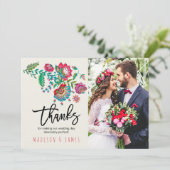 フォーク花 |ありがとうございます | 結婚s |フォトカード サンキューカード (スタンド正面)