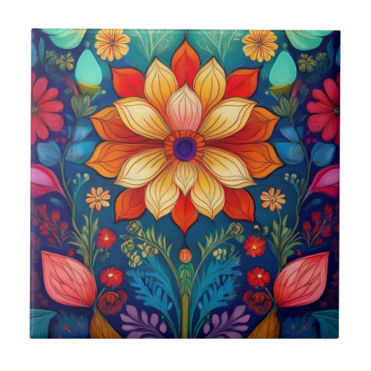 フォーク花 タイル (正面)