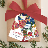 フォーク芸術の天使の地球のクリスマス平和 ギフトタグ