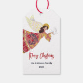 フォーク芸術の天使の地球のクリスマス平和 ギフトタグ (裏面)