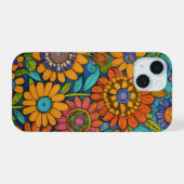 フォーク開花調和アート iPhone 15ケース (裏面横)