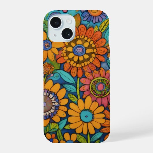 フォーク開花調和アート iPhone 15ケース (裏面)