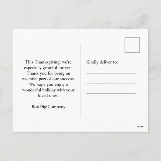 フォーク魅力的アートターキー&パンプキンサンクスギビング シーズンポストカード (裏面)