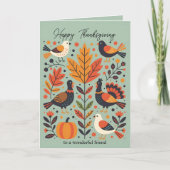 フォーク鮮やかアートターキーパンプキン秋感謝祭 カード (正面)