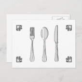 フォーク、スプーンおよびナイフ シーズンポストカード (正面/裏面)