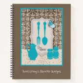 フォーク&スプーンパーソナライズされたレシピ手帳 ノートブック (正面)