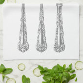 フォーク、スプーン、ナイフキッチンタオル、ヴィンテージ キッチンタオル (折り畳み)