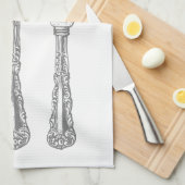 フォーク、スプーン、ナイフキッチンタオル、ヴィンテージ キッチンタオル (四つ折り)