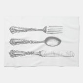 フォーク、スプーン、ナイフキッチンタオル、ヴィンテージ キッチンタオル (横)