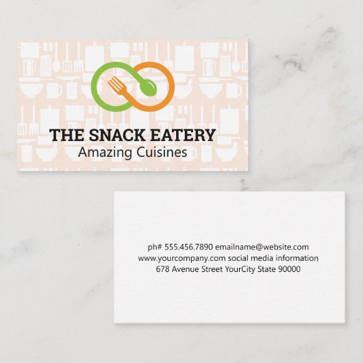 フォーク・スプーン | レストランキッチン用品 名刺 (正面/裏面)